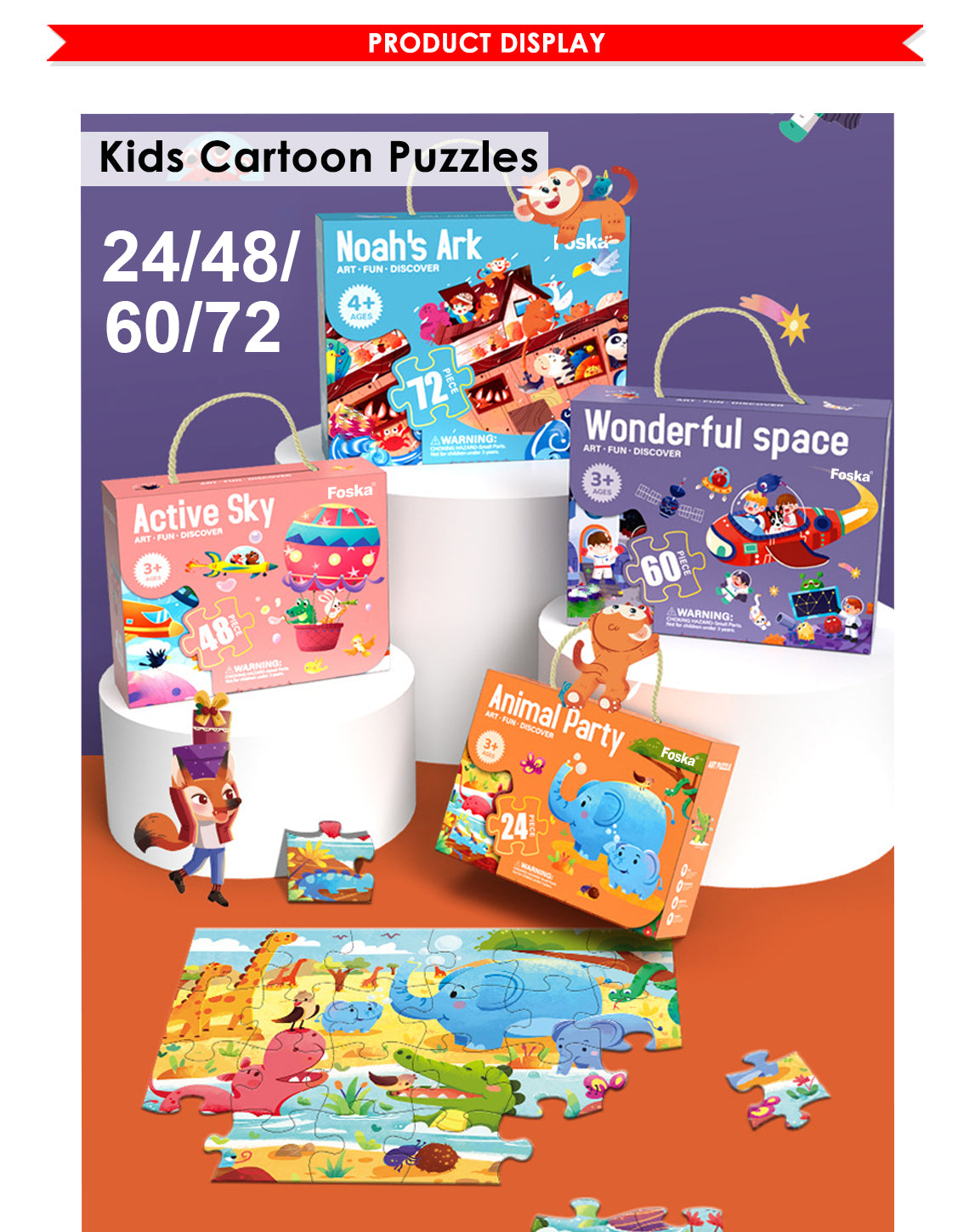 72 Piece Jumbo Floor Puzzles for Kids