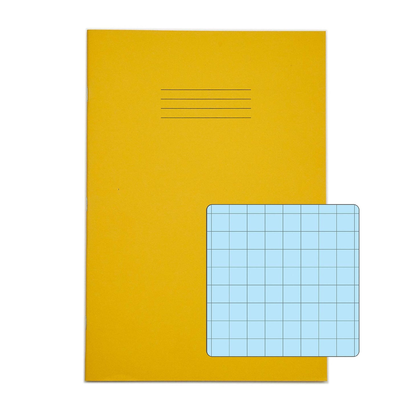 Rhino A4 48 Page Yellow with Blue Tinted Paper 10mm Squared Exercise Book