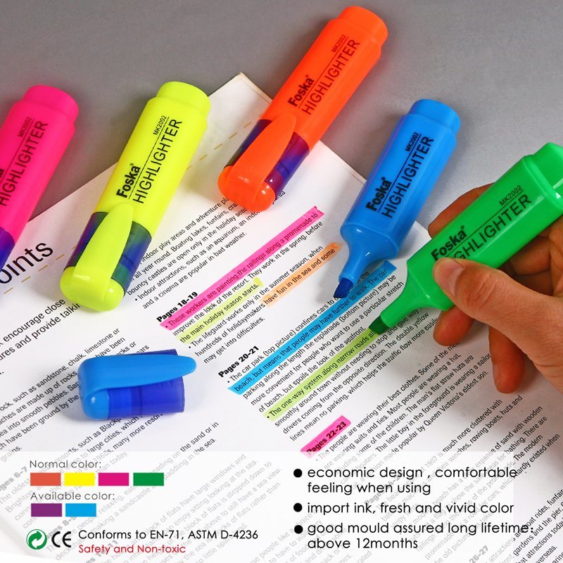 Pack of 4 Assorted Colour Highlighter Pens