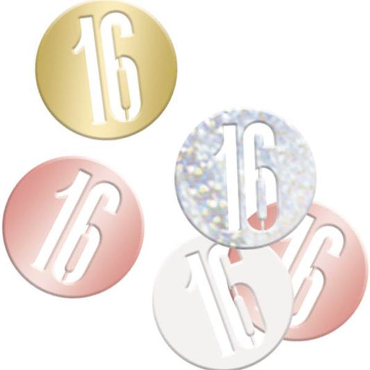 Birthday Rose Gold Glitz Number 16 Confetti 5oz