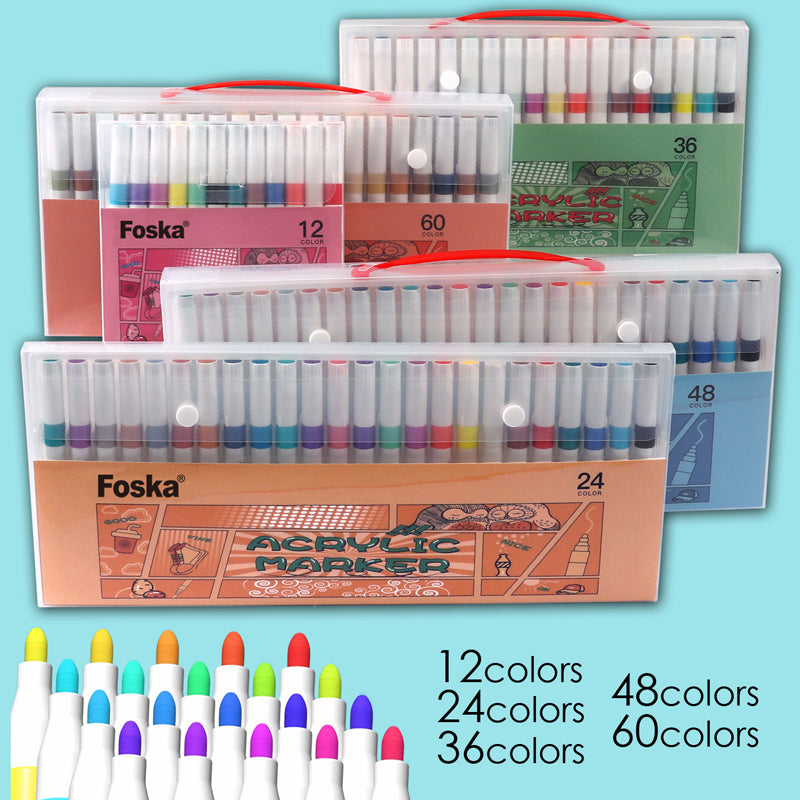 Wallet of 24 Assorted Colour Acrylic Marker Pens