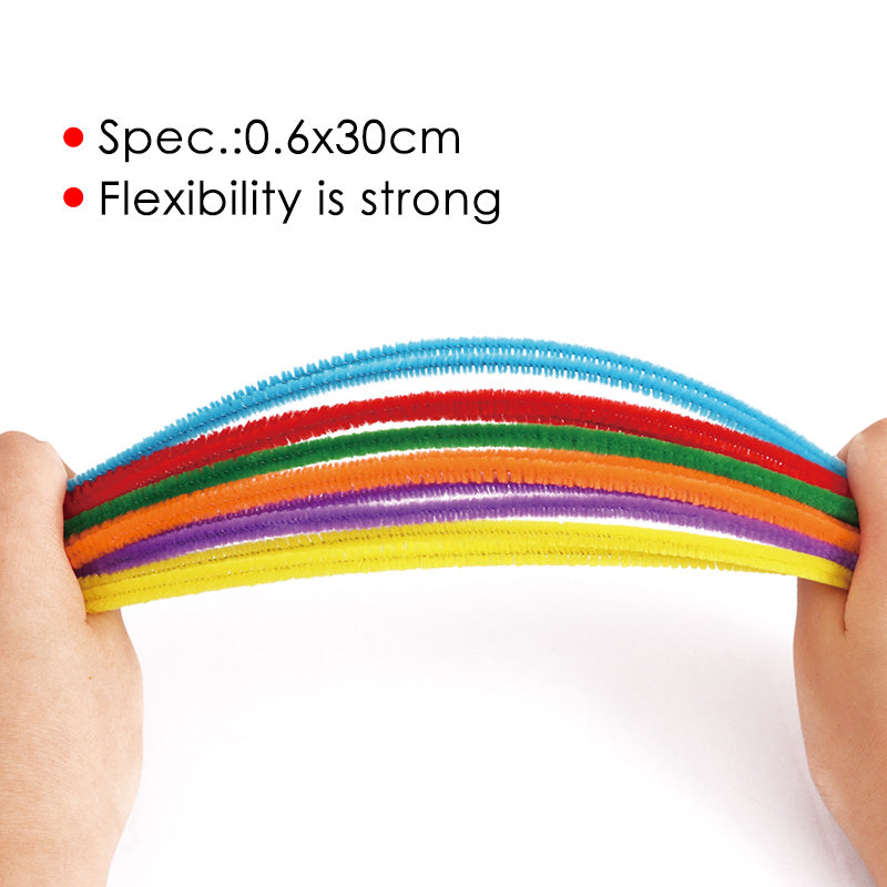 Pack of 100 Assorted Colour Chenille Stem Pipe Cleaners 0.6 x 30cm