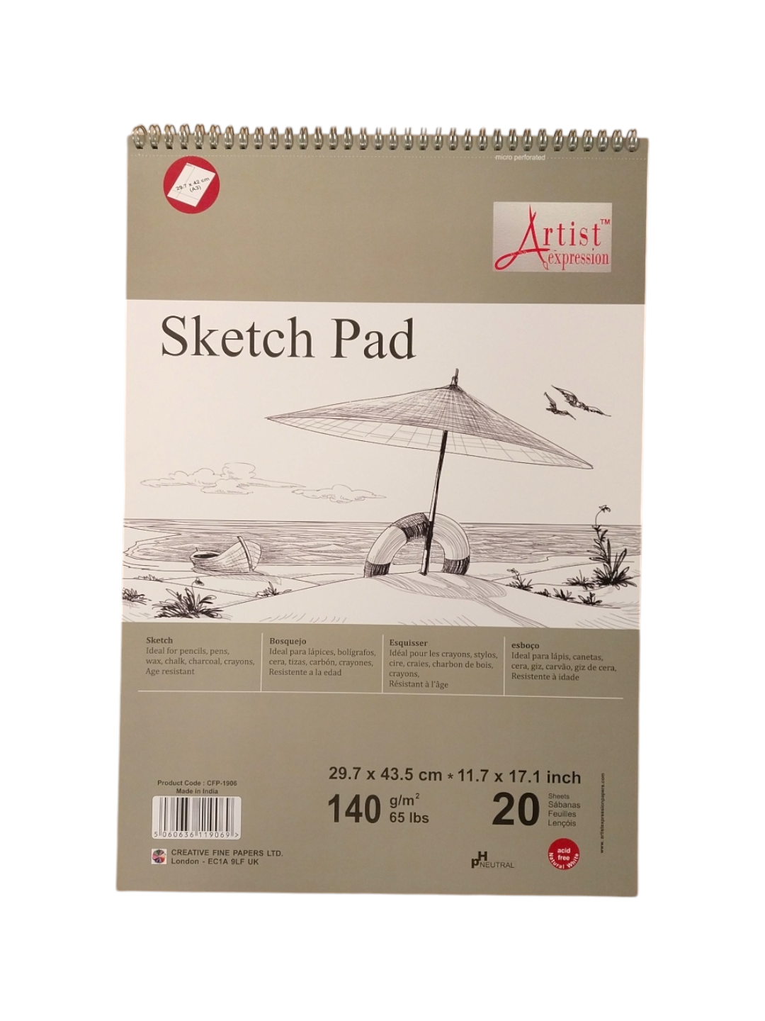 Micro-Perforated Sketch Pad 20 Sheets 29.7 x 43.5cm