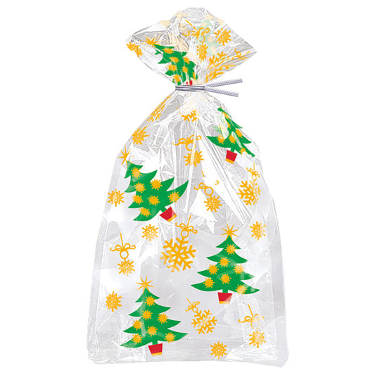 Pack of 20 Golden Christmas Cellophane Bags