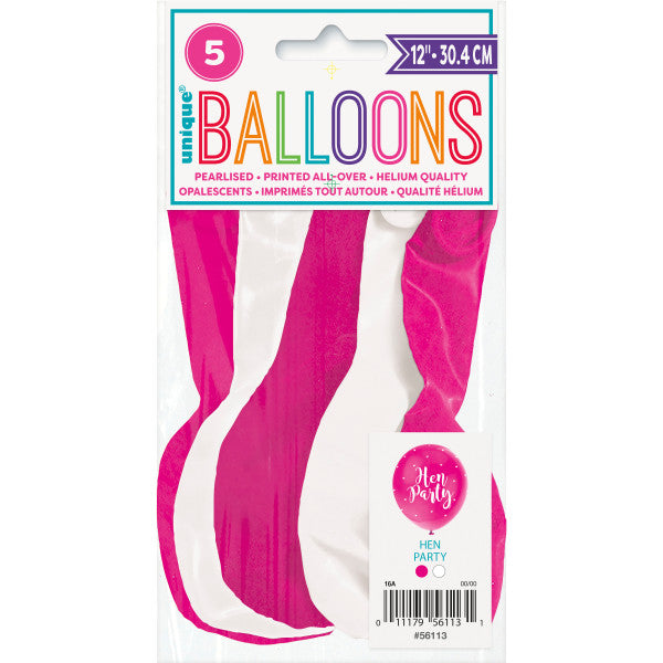 Pack of 5 Hen Party 12" Latex Balloons