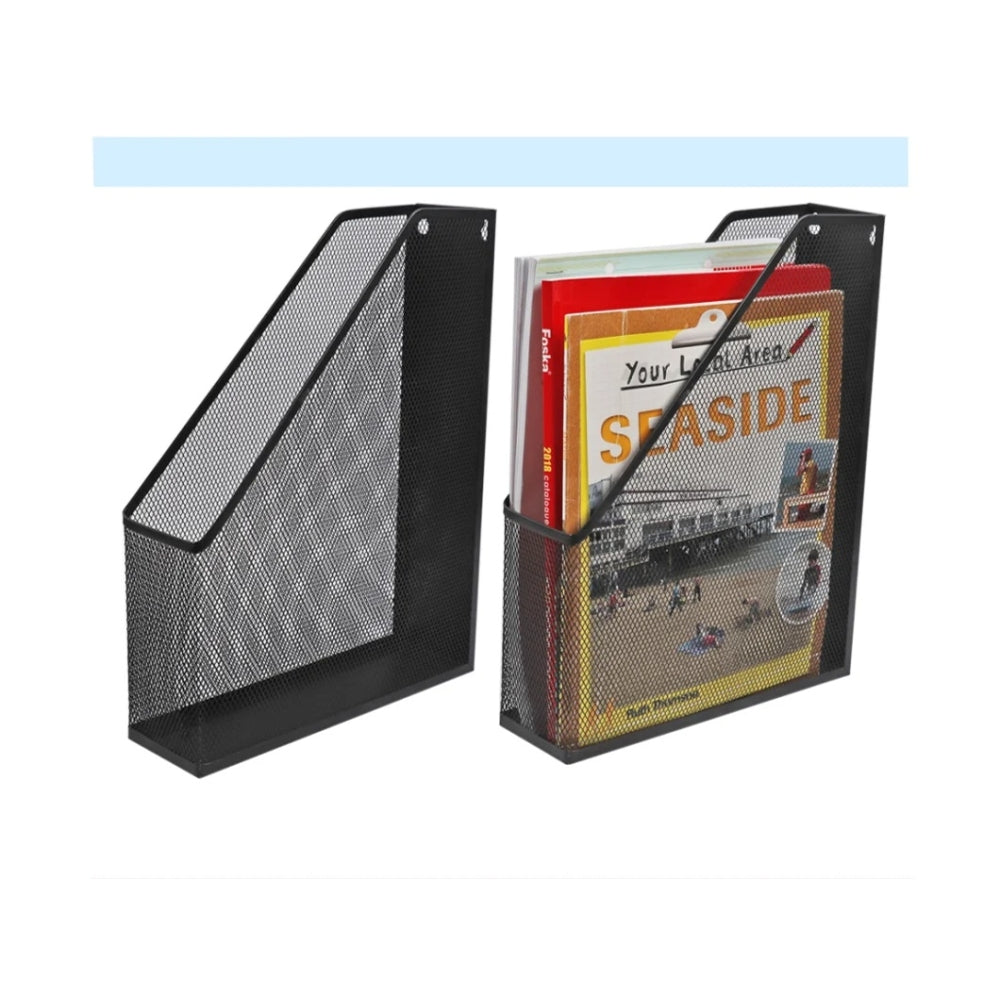 Wire Mesh Office Magazine Black Rack