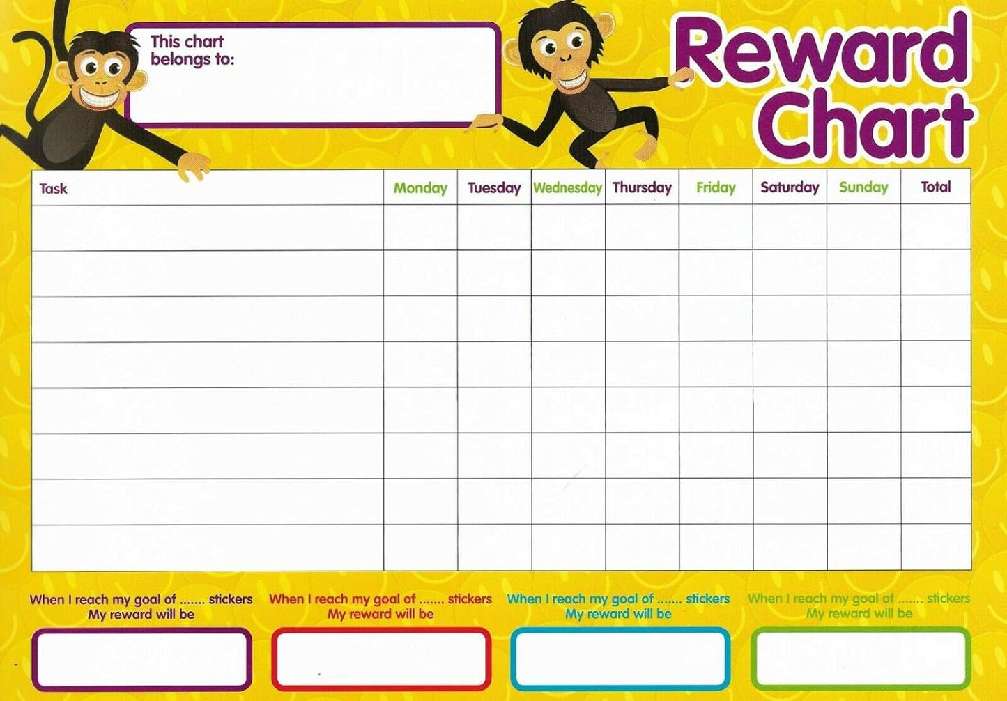 Pack of 4 Reward Chart with 252 Stickers