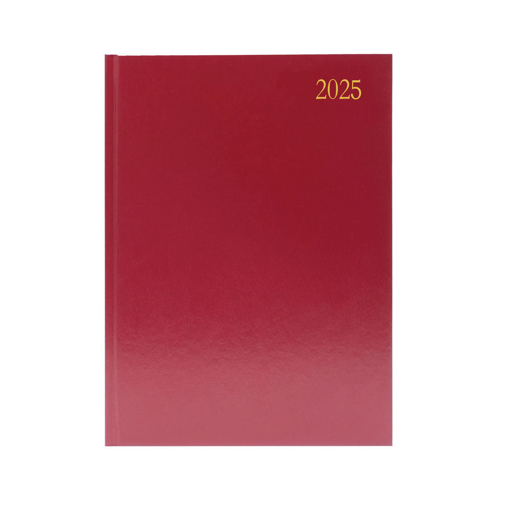 2025 A4 Week To View Burgundy Desk Diary