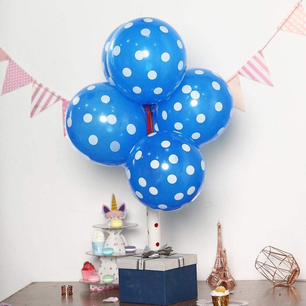 Pack of 6 Royal Blue Dots 12" Latex Balloons