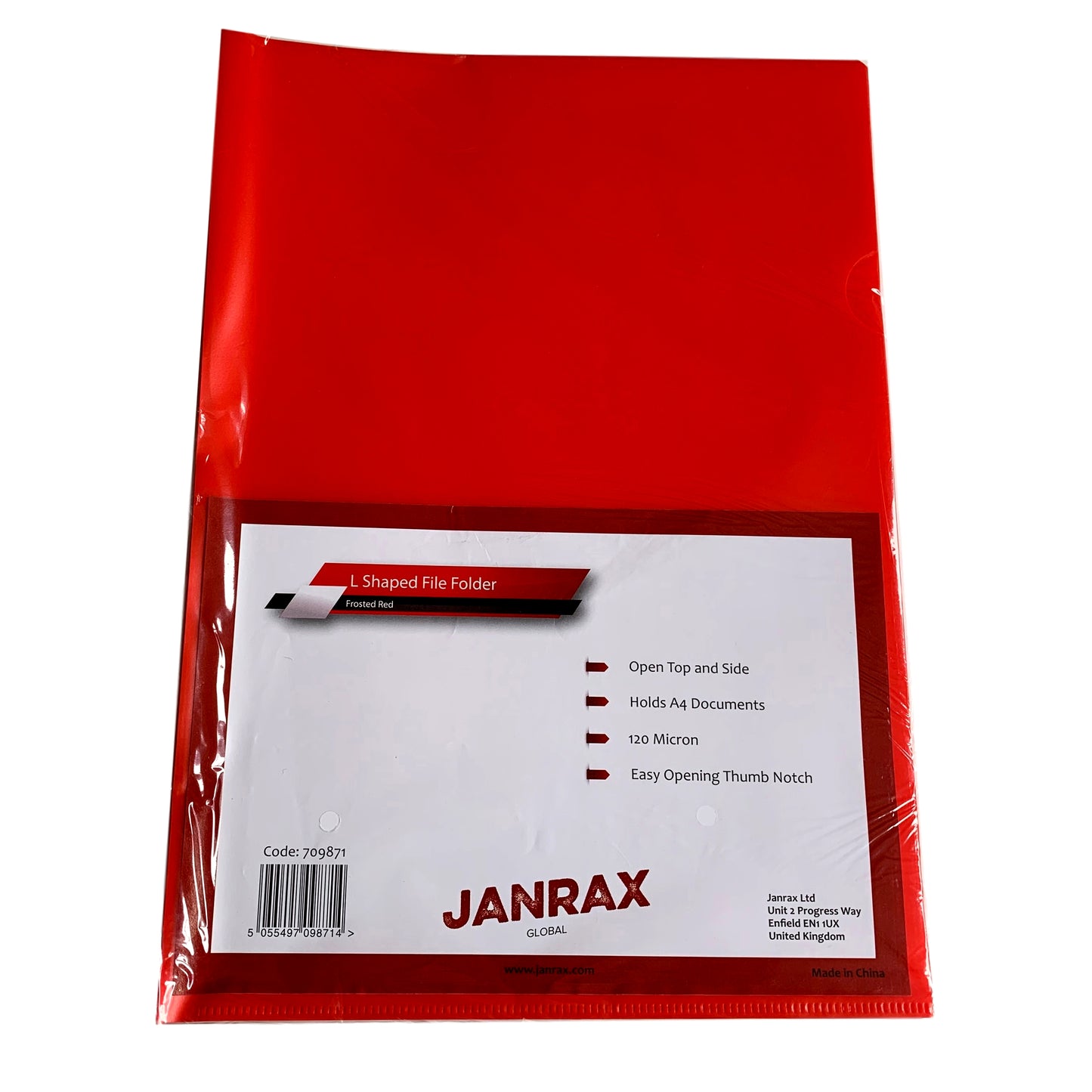 Pack of 25 A4 Red L Shaped Open Top and Side Report File Folders