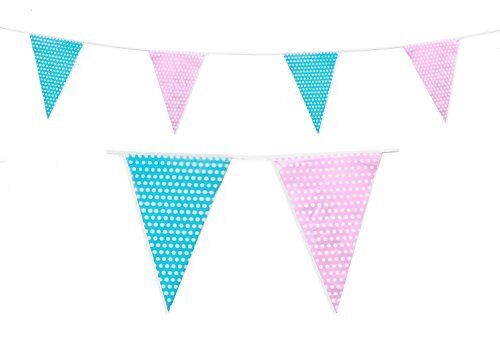 Pink & Blue Polta Dot Bunting 10m with 20 Pennants