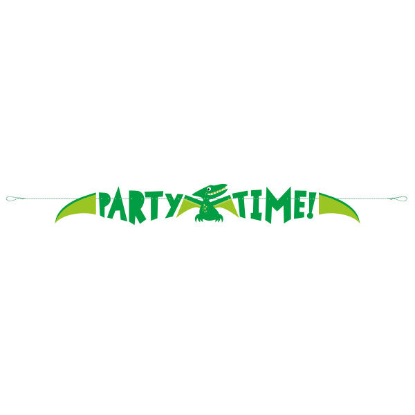 5ft Party Time Blue & Green Dinosaur Banner