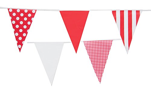 Red Mix Bunting 10m with 20 Pennants