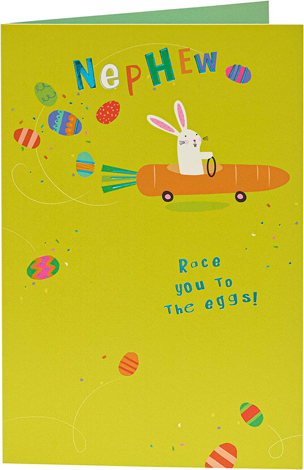 For Nephew Bunny On Carrot Car Design Easter Card