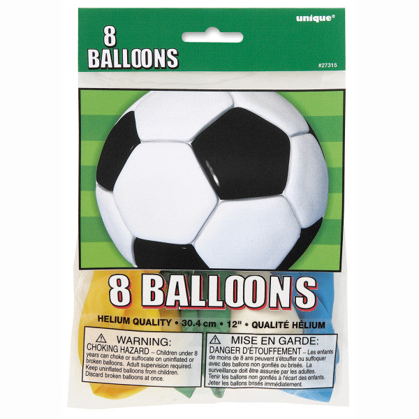 Pack of 8 3D Soccer 12" Latex Balloons