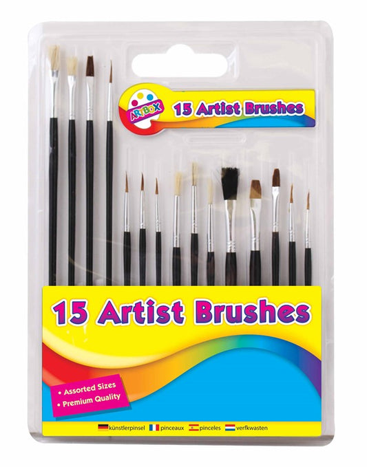 15 Pc wooden handle Paint Brushes