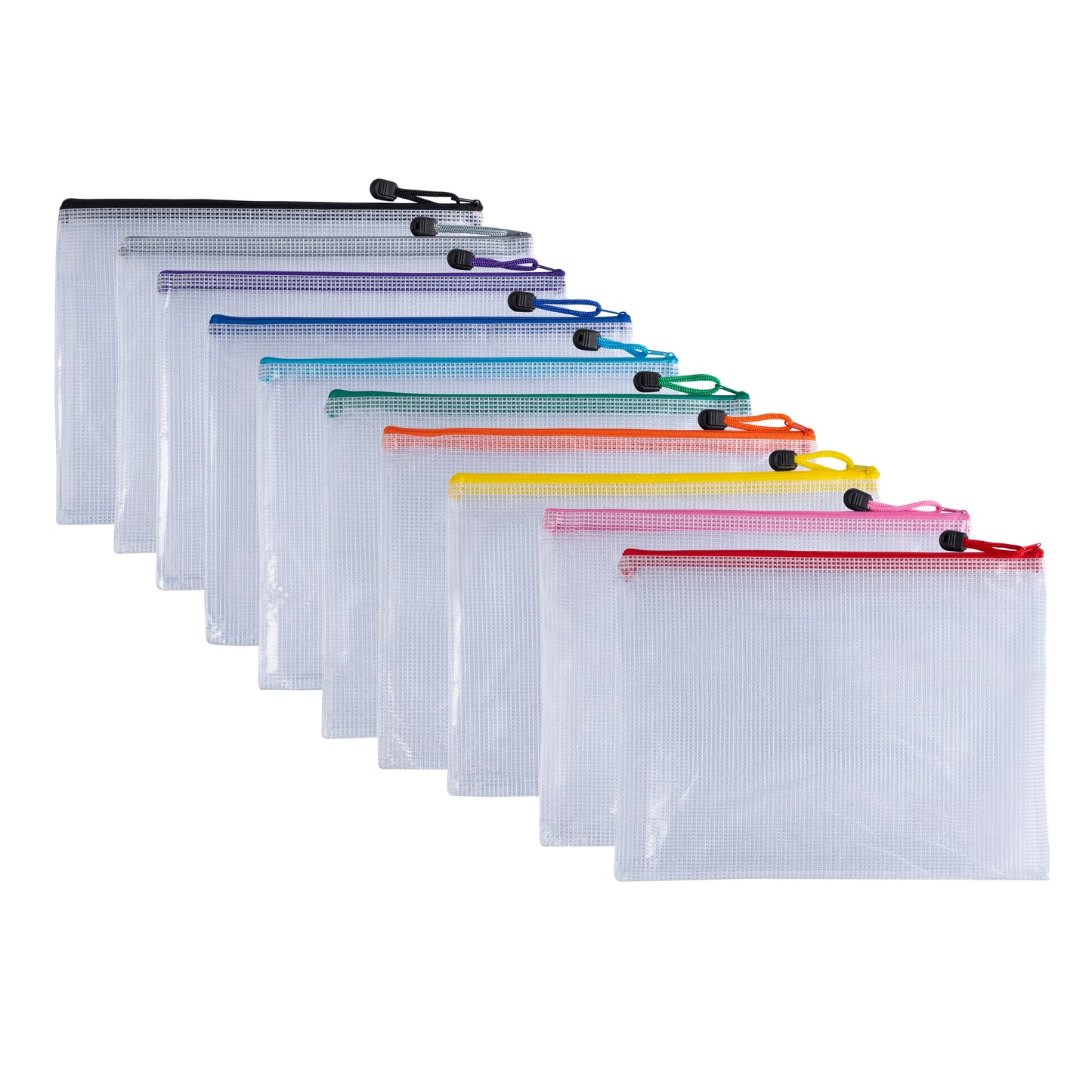 Pack of 12 A5 Grey PVC Mesh Zip Bags