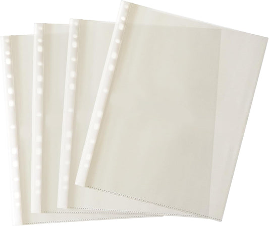 Pack of 50 A4 Glass Clear Punched Pockets by Janrax