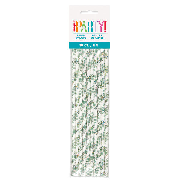 Pack of 10 Botanical Paper Straws