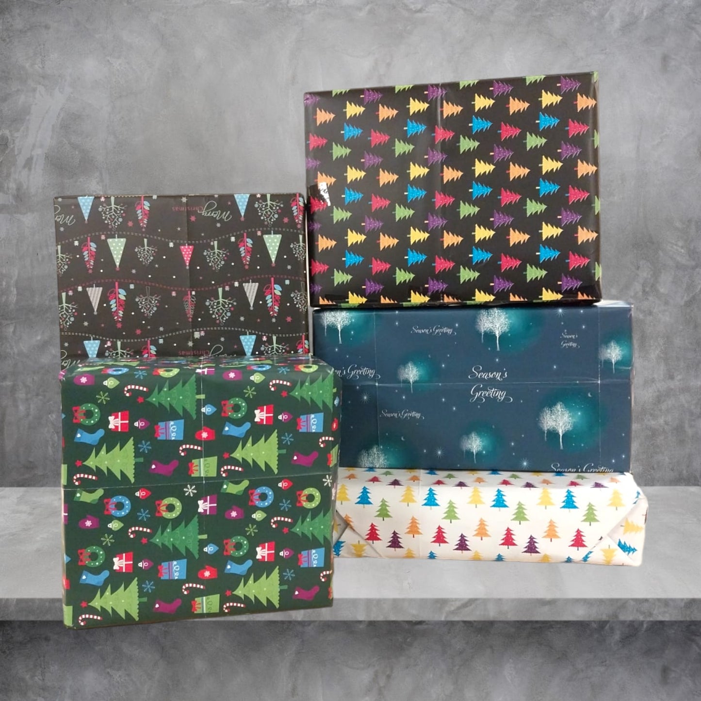 10 Sheets of Mix Designer Soft Touch Christmas Gift Wrap Wrapping Paper