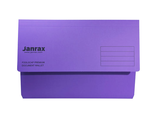 Pack of 10 Purple Card Premium Foolscap Document Wallets