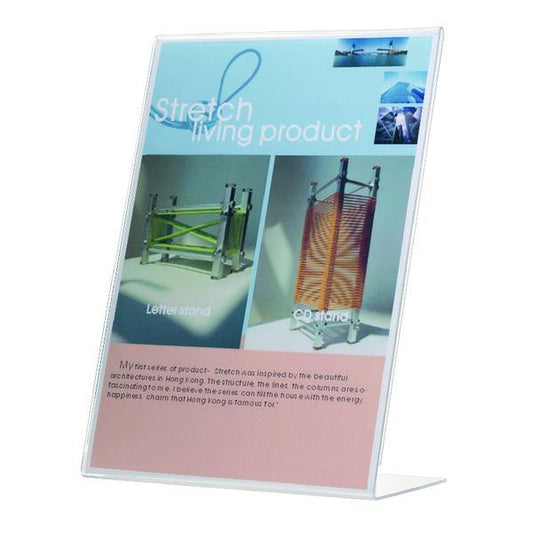 A4 L-Shape Side-Loading Slanted Sign Holder