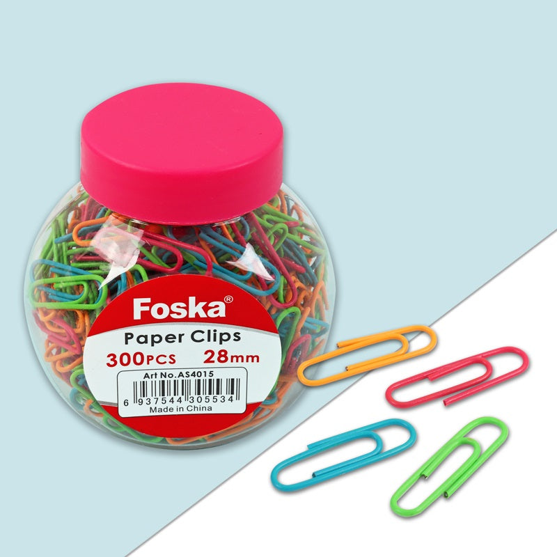 Tub of 300 Vinyl Coated Paper Clips 28mm