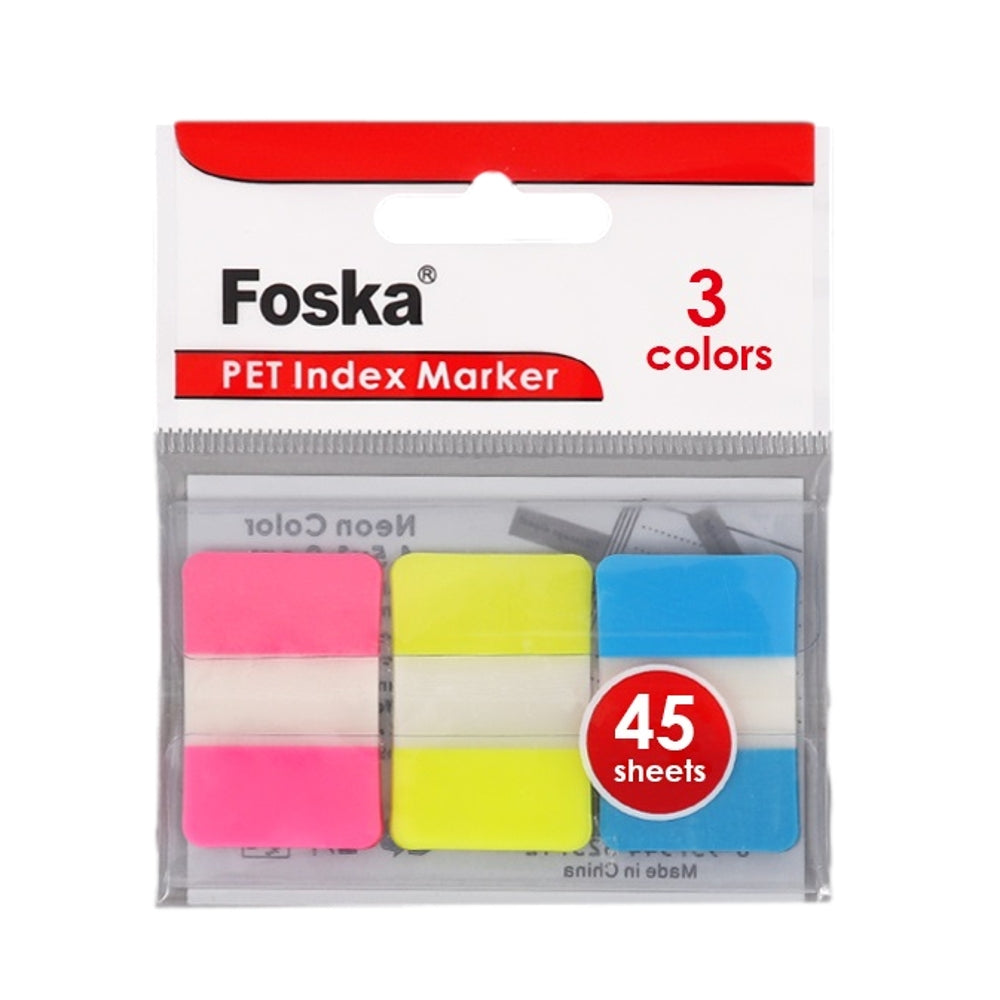 Pack of 45 PET Sticky Index Page Markers 25 x 38mm 