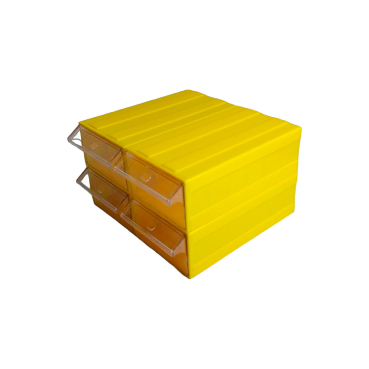 Yellow Stackable Plastic Storage Drawers L242xW130xH76mm with Removable Compartments