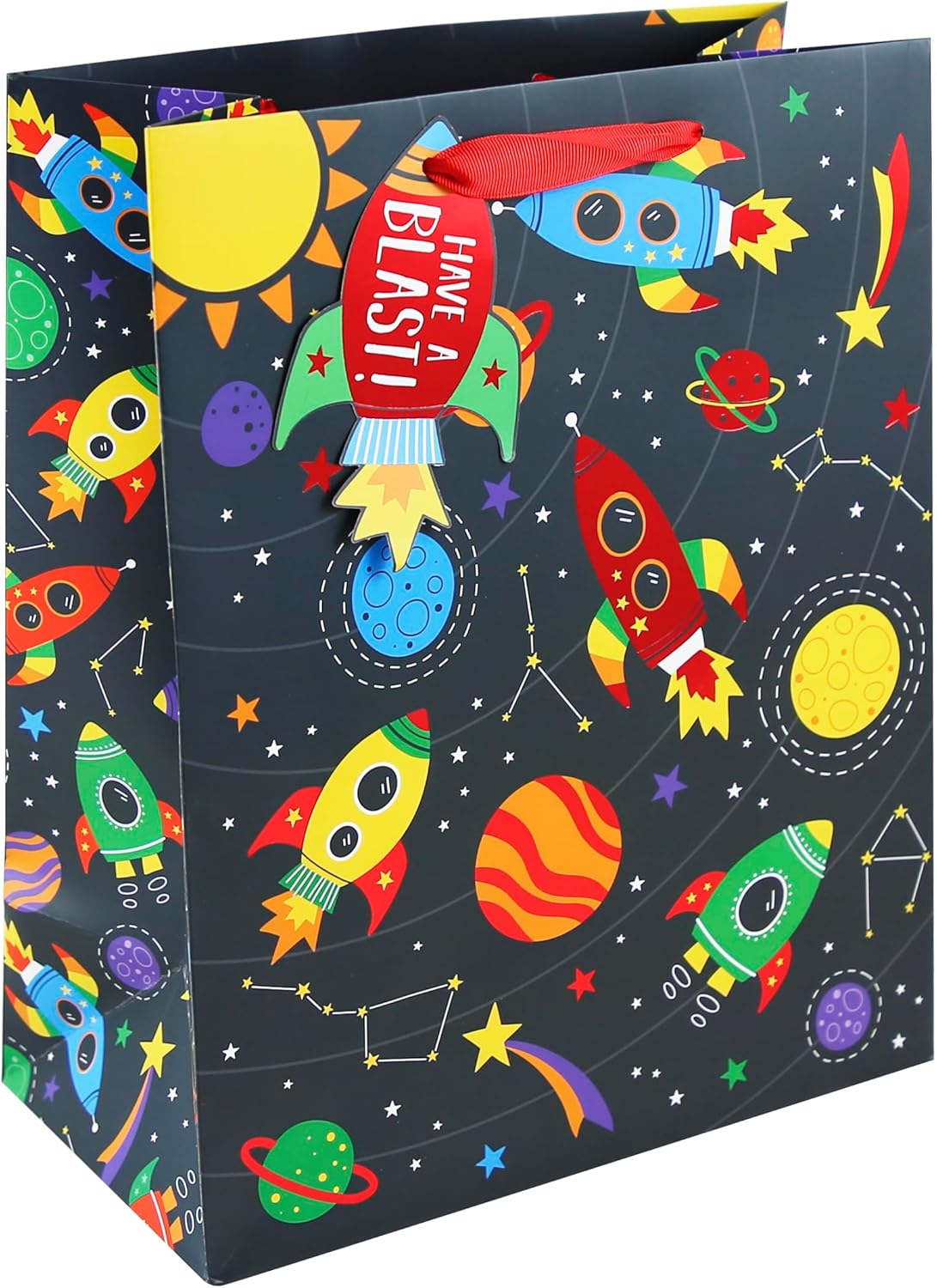 Space Theme Solar System Happy Birthday Large Gift Bag