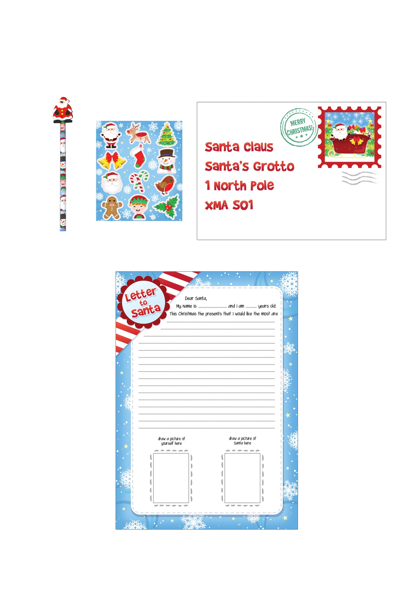 Christmas Letter to Santa 5pc Set