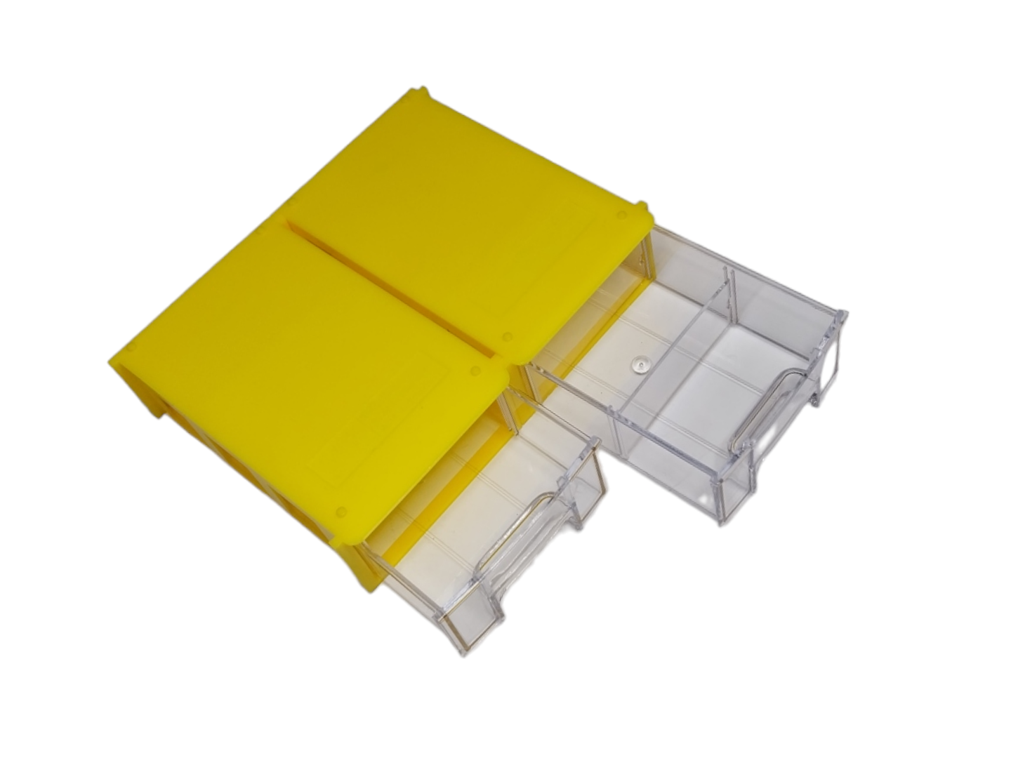 Yellow Stackable Plastic Storage Drawers L150xW92xH44mm with Removable Compartments