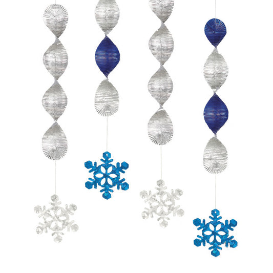 Pack of 4 18" Snowflake Foil Hanging Decorations