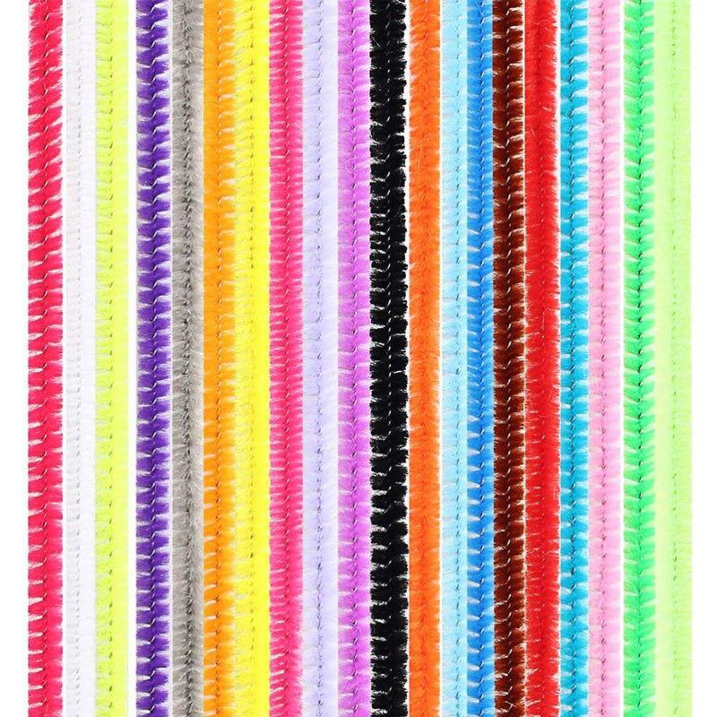 Pack of 100 Assorted Colour Chenille Stem Pipe Cleaners 0.6 x 30cm