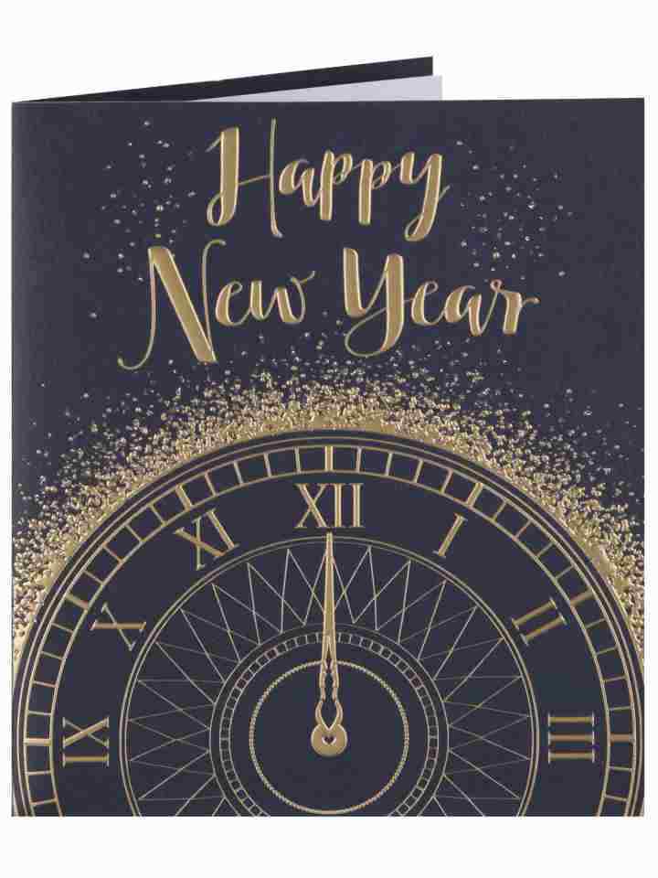 Happy New Year Classic Clock Greeting Card