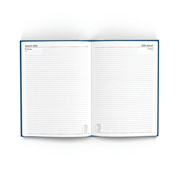 2025 A4 Day Per Page Blue Desk Diary