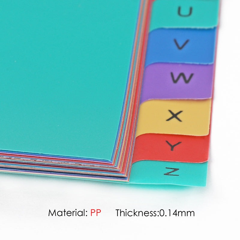 A-Z Multicoloured Tab Plastic Index Dividers