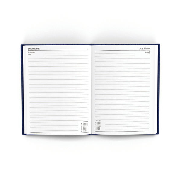 2025 A5 Day Per Page Blue Desk Diary