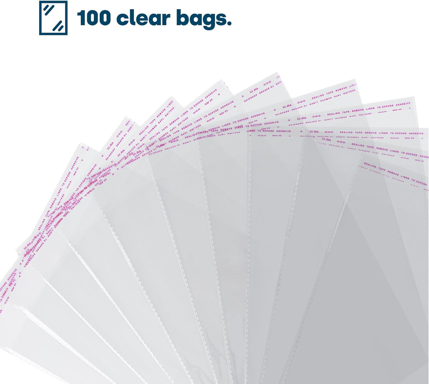 Pack of 100 Clear OPP Bags 30 x 40cm with Self-Adhesive Strip