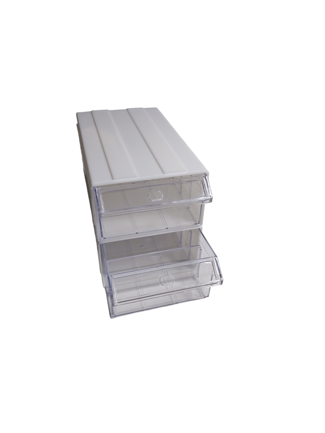 White Stackable Plastic Storage Drawers L242xW130xH76mm with Removable Compartments