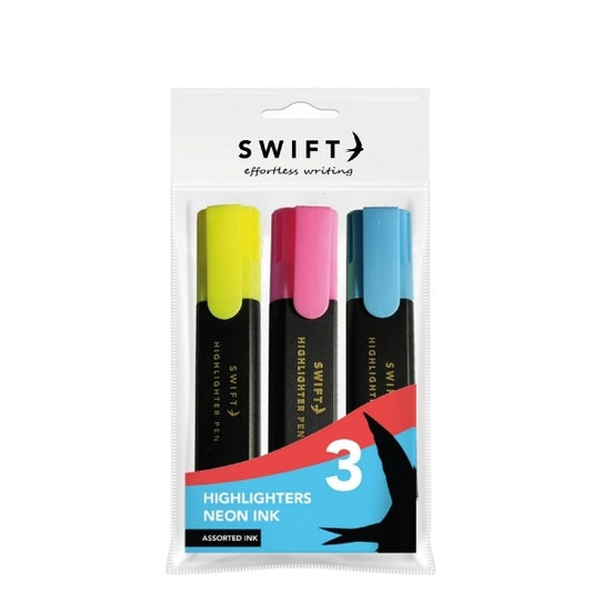 Pack of 3 Assorted Neon Highlighters