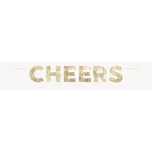 Modern Christmas "Cheers" Gold Foil Fringe Letter Banner 4ft