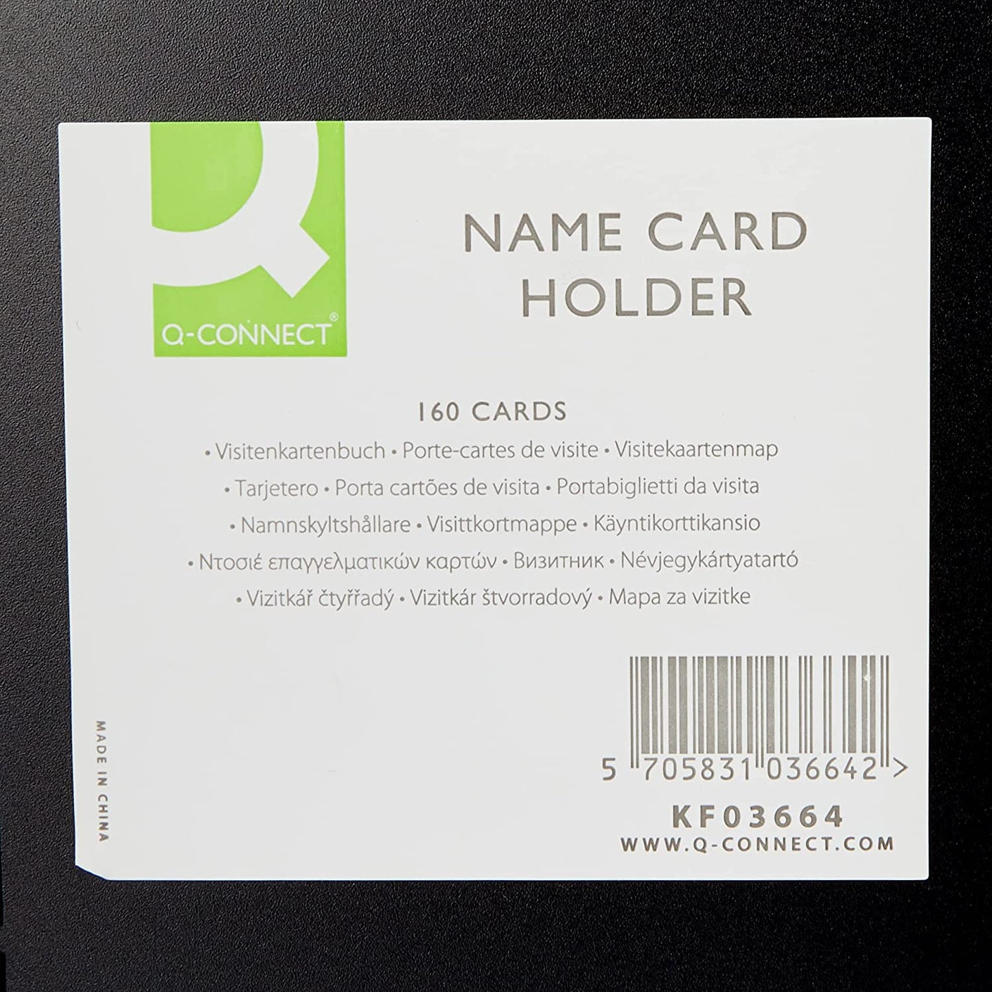 Q-Connect 160 Card Polypropylene Black Name Business Card Holder