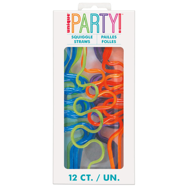 Pack of 12 Small Plastic Squiggle Straws 7.5"