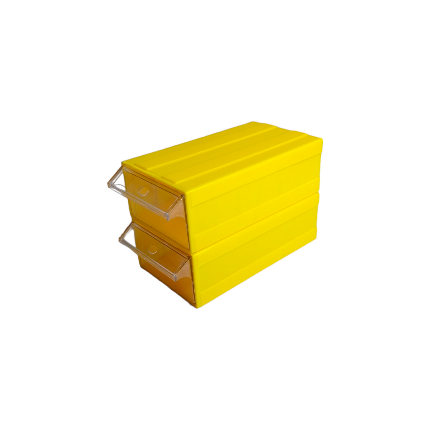 Yellow Stackable Plastic Storage Drawers L242xW130xH76mm with Removable Compartments