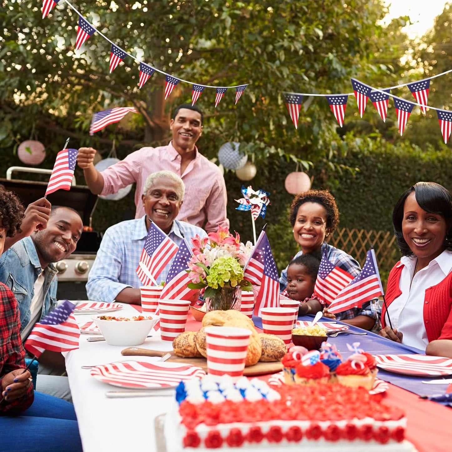 USA Triangle Bunting 10m with 20 Flags