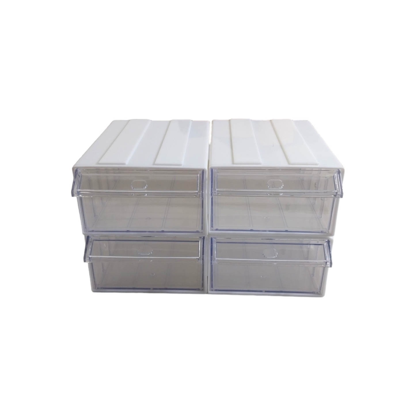 White Stackable Plastic Storage Drawers L203xW135xH79mm with Removable Compartments