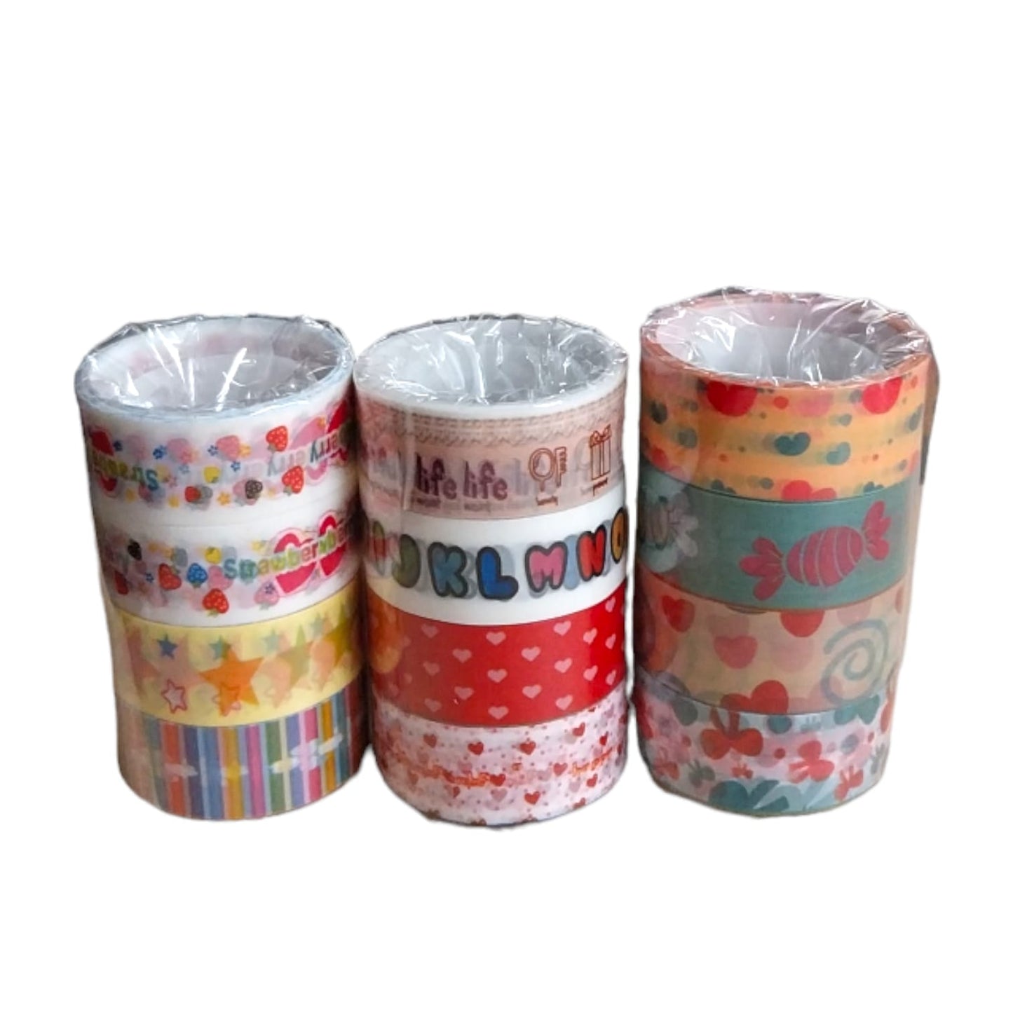 Pack of 8 Fancy Colour Cartoon Washi Tapes 1.5cm x 5m