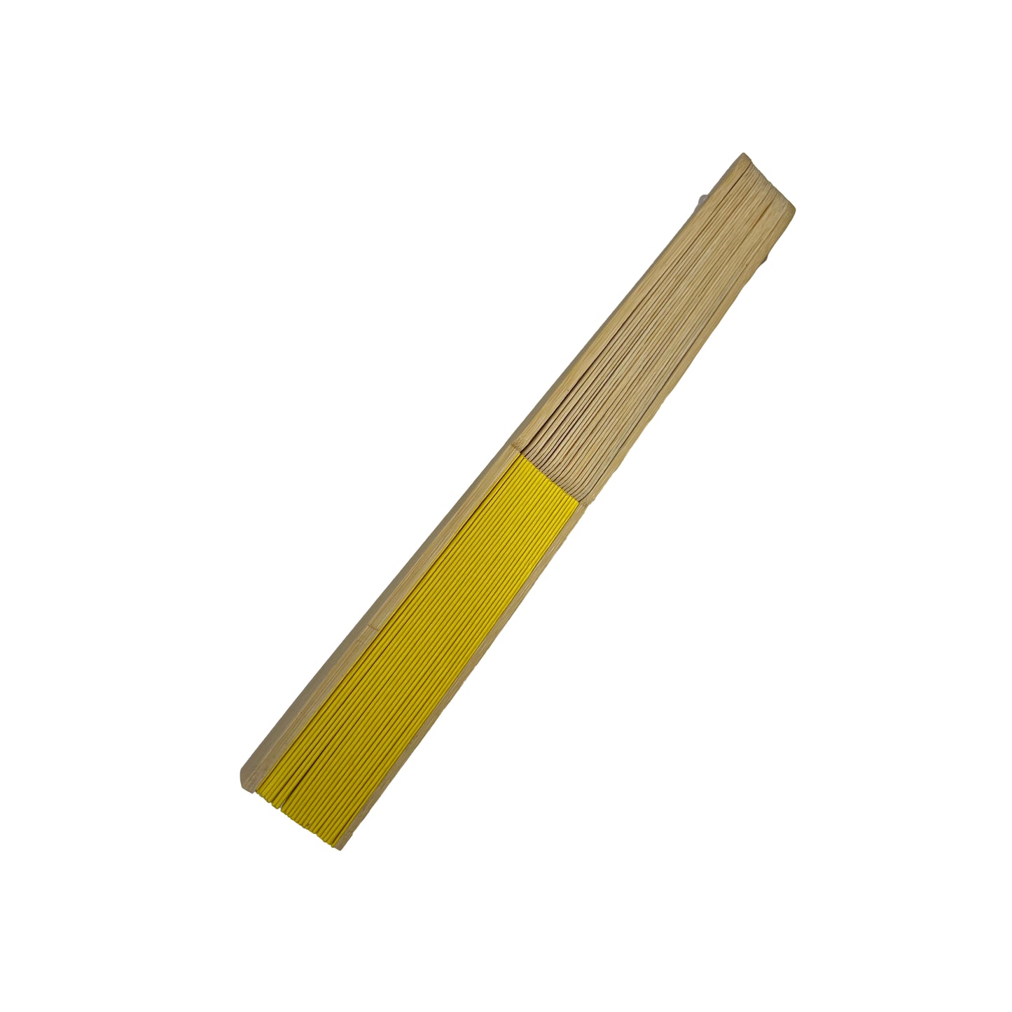 Yellow Paper Foldable Hand Held Bamboo Wooden Fan by Parev