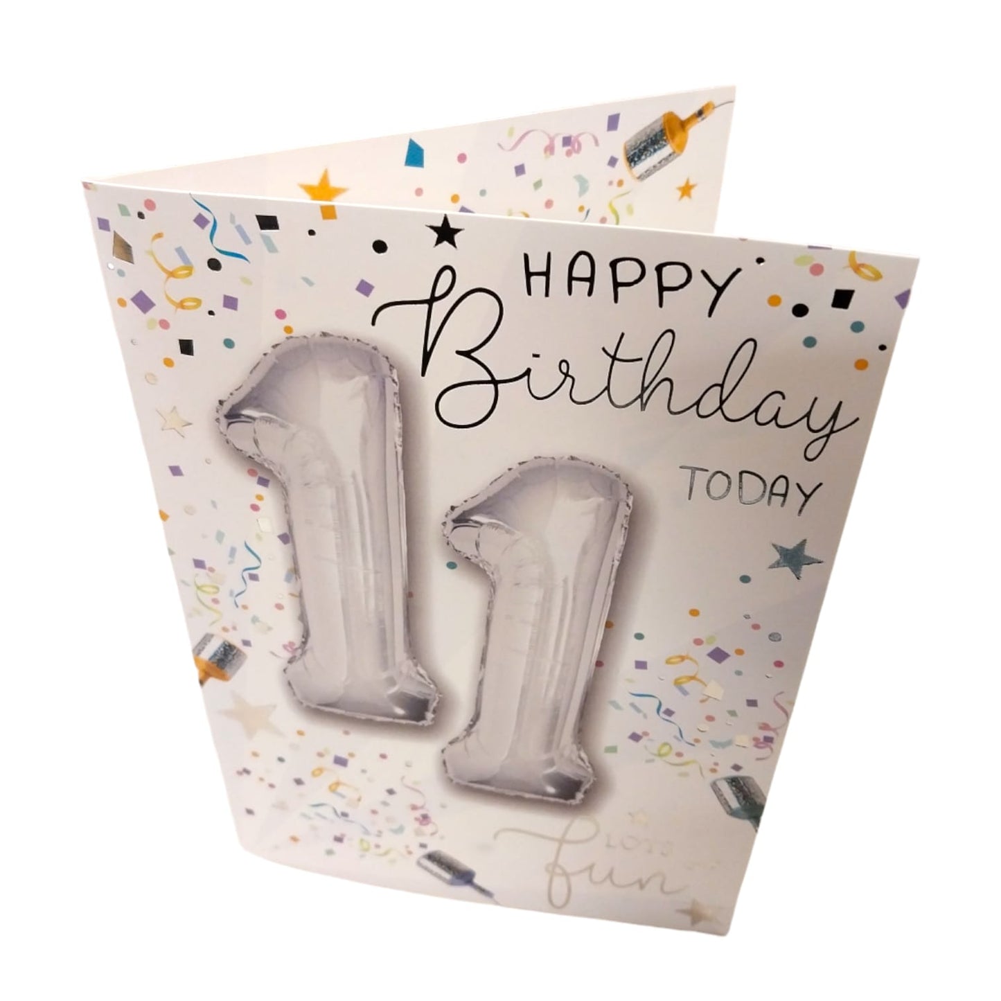 Happy Birthday 11 Today Have fun Balloon Boutique Greeting Card